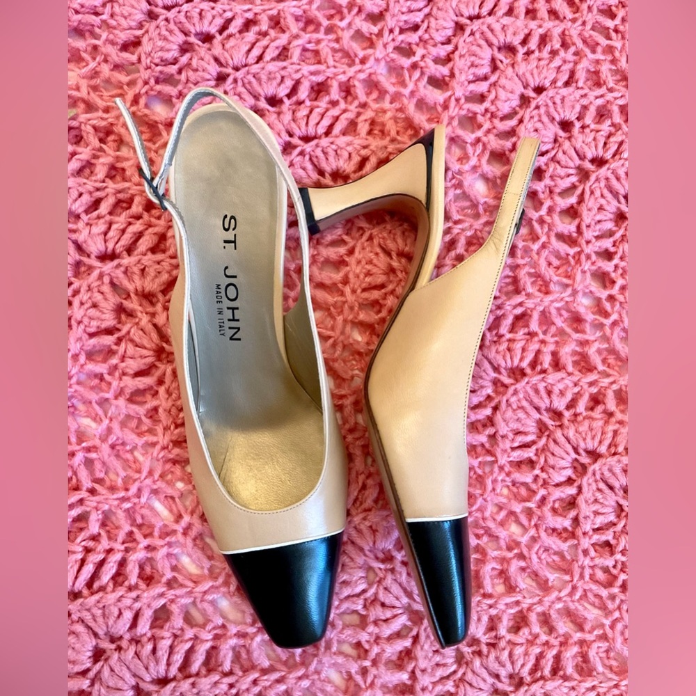 St. John Tan and Black Heels